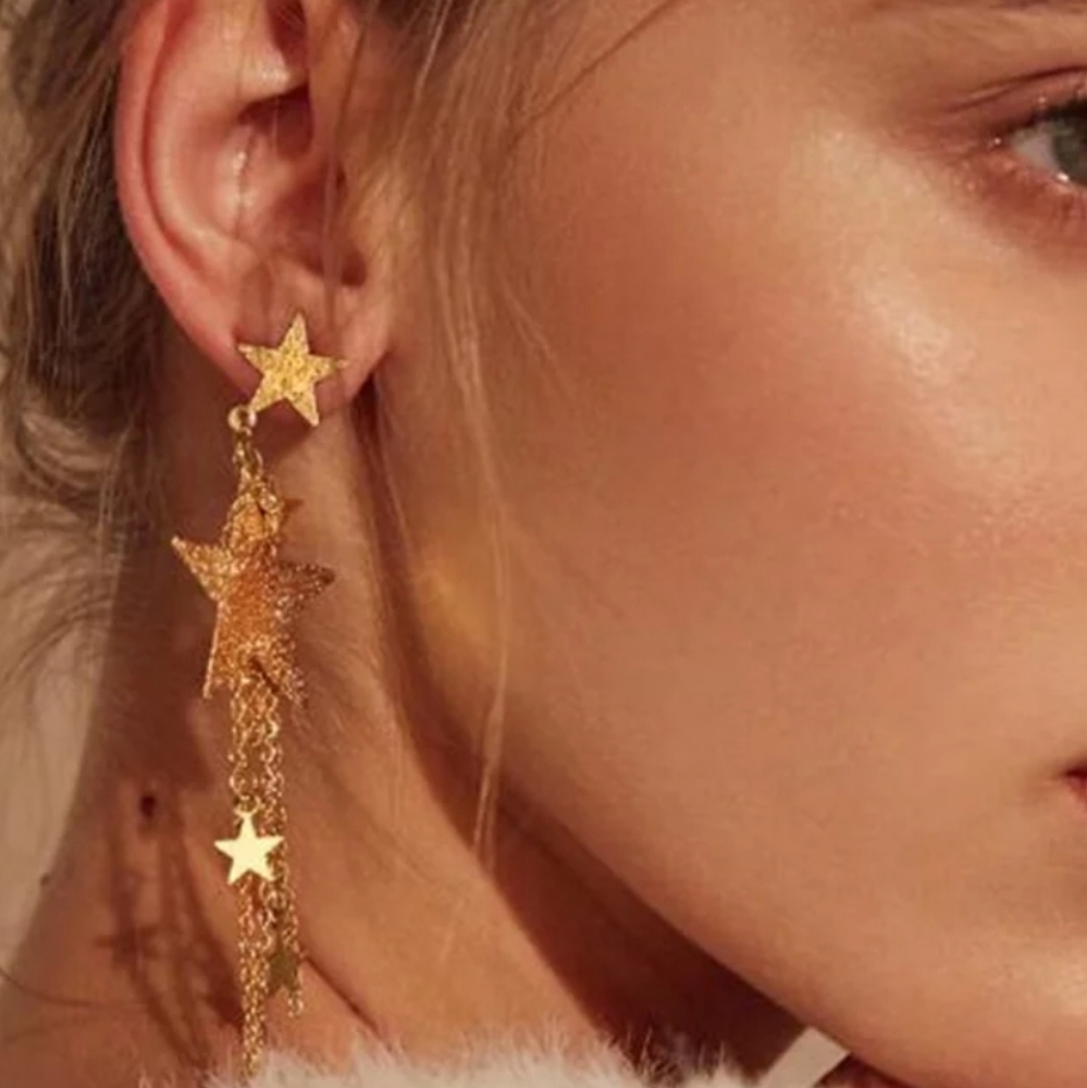 ☆Ryan☆ Glitter Star Earrings - Picture 3 of 4